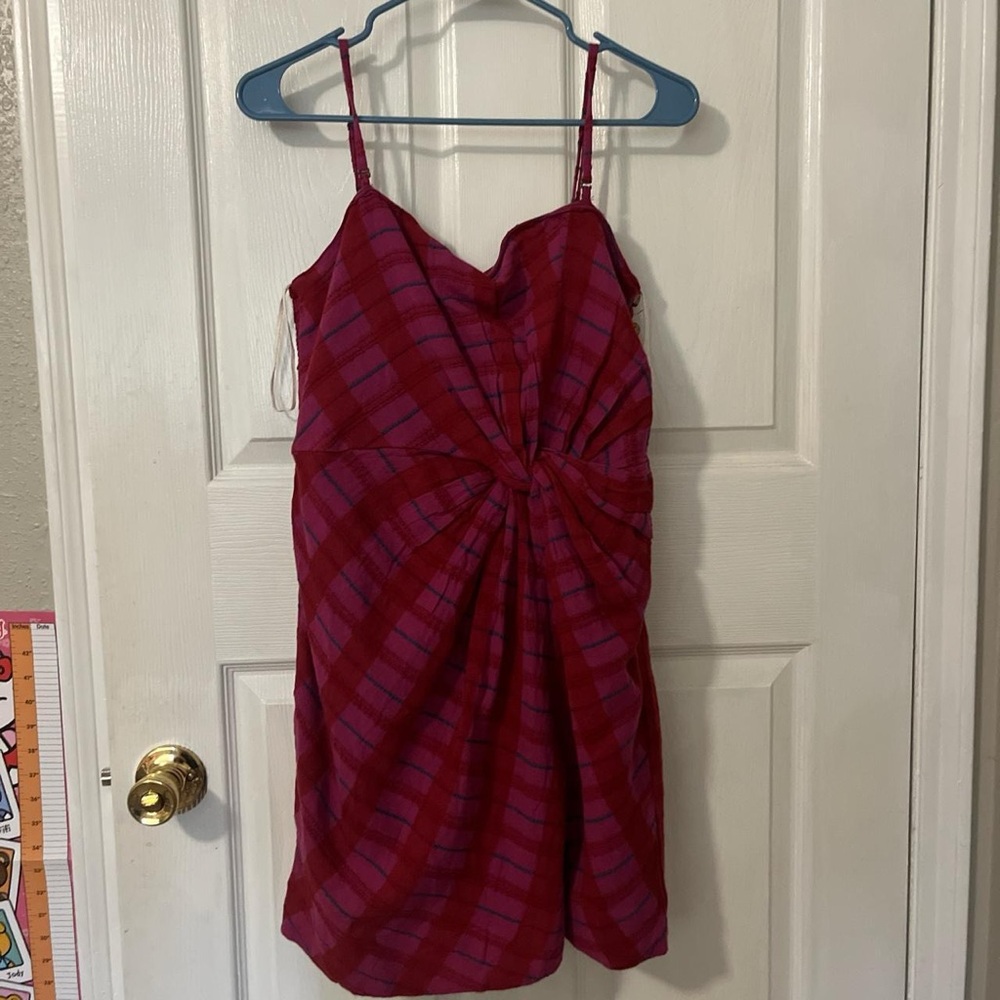 Free People Hot Pink Plaid Suits Me Fine